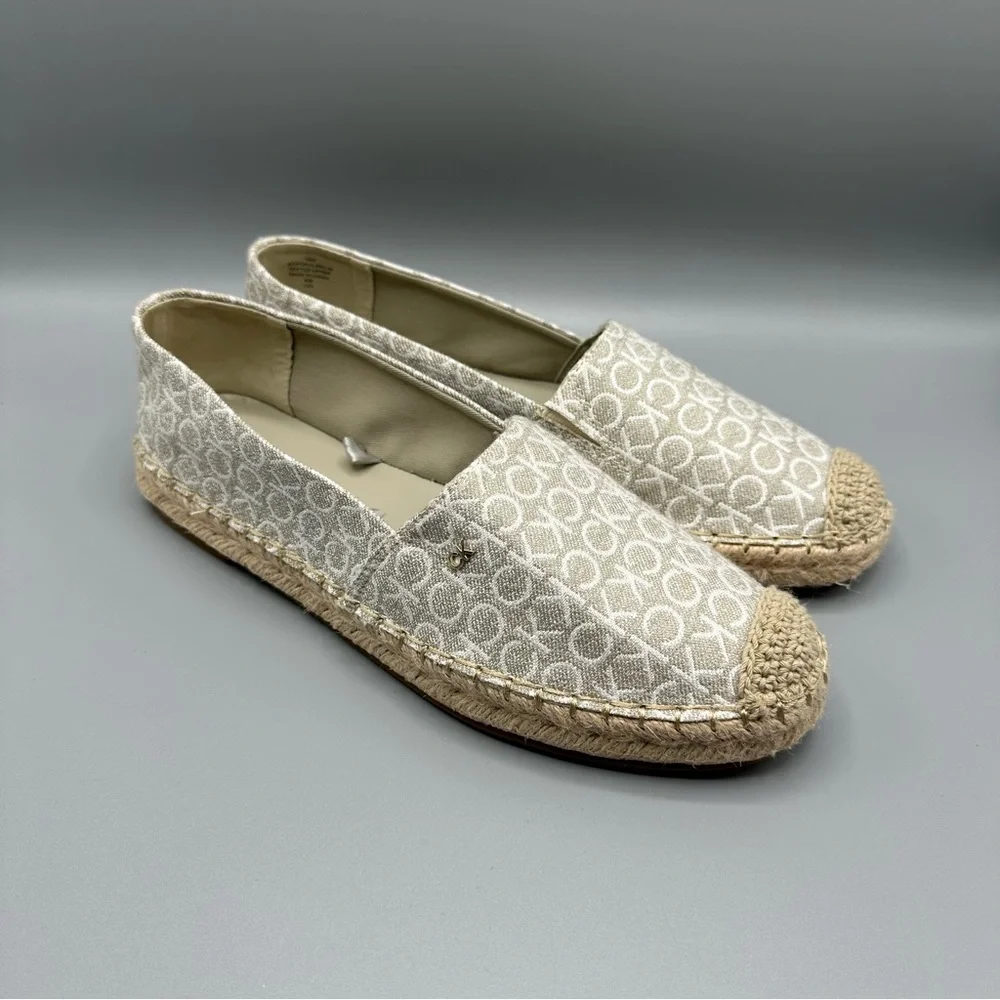 Calvin Klein Womens Flats Shoes Espadrille Monogram Signature Logo Size 10M